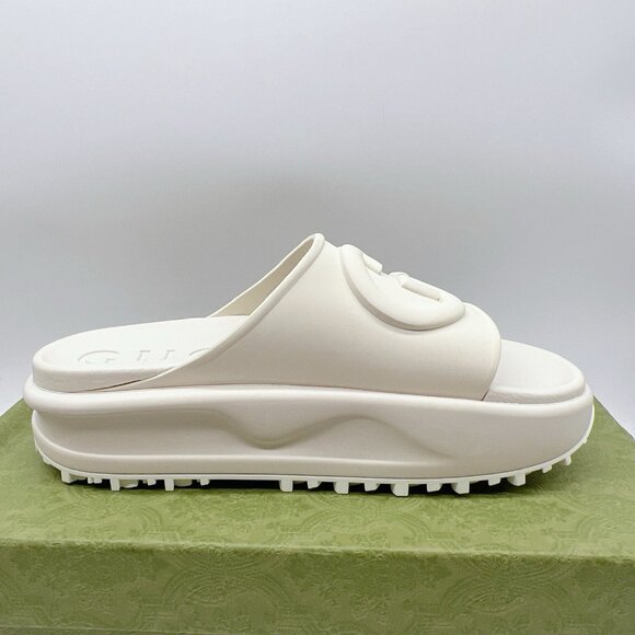 GUCCI 692845 Interlocking GG Platform Rubber Slide Sandals Off White Women EU 40 - Picture 7 of 11